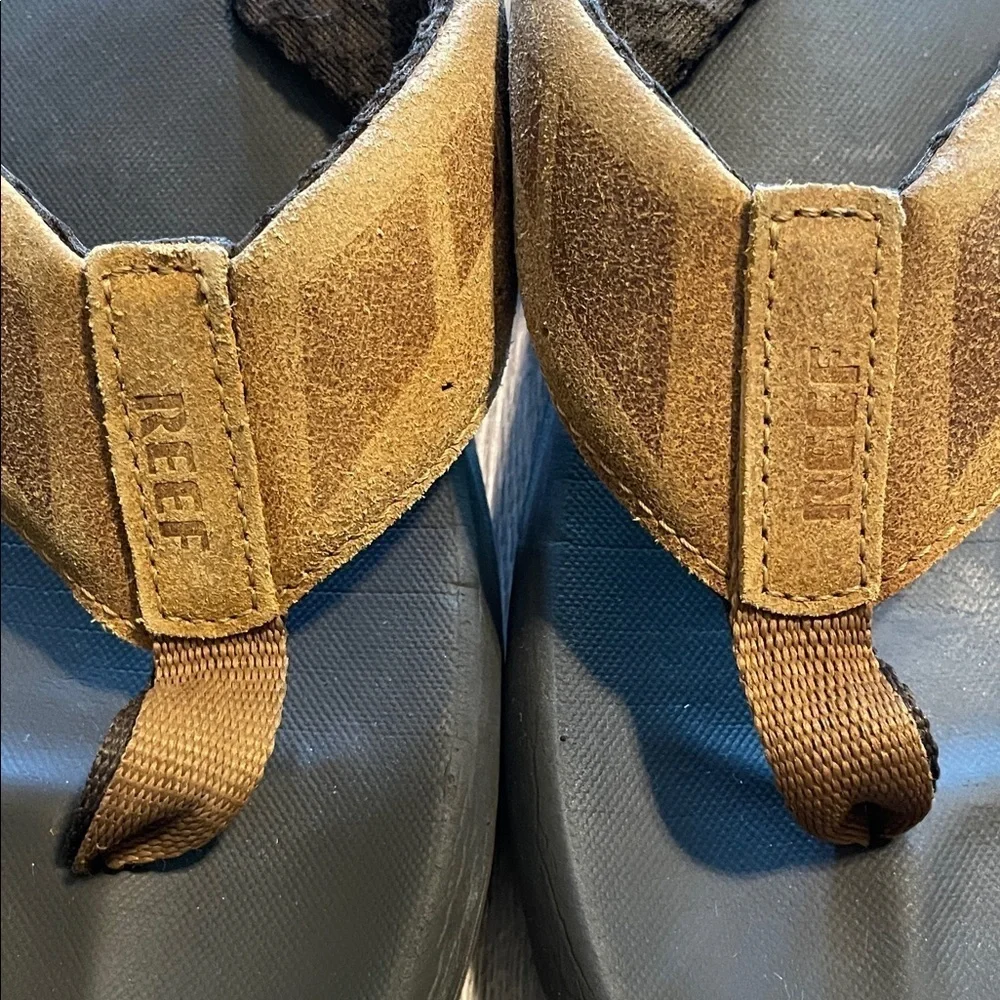 Reef Men Dark Brown Flip Flops Size 13 Leather Beach Contemporary Outdoor